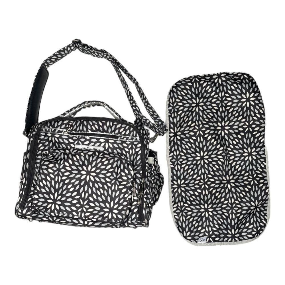 JuJuBe BFF Convertible Diaper Bag Backpack Set Platinum Petals Geometric